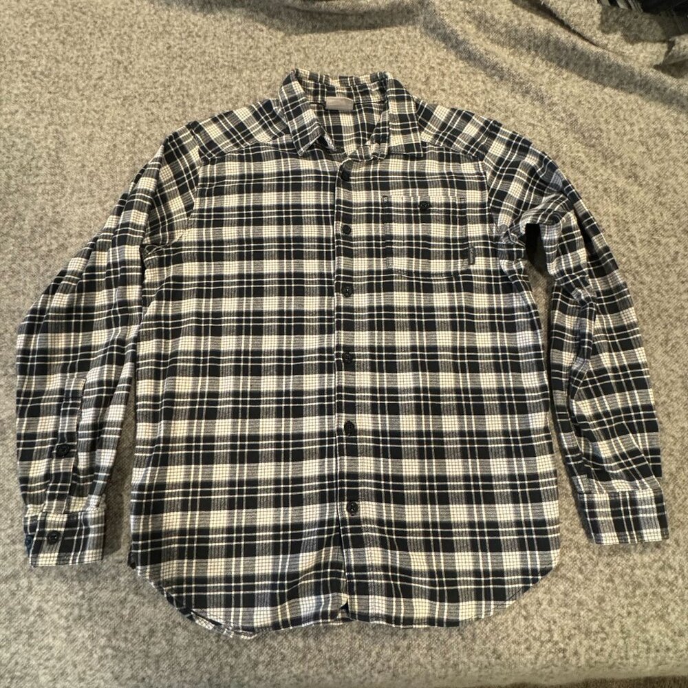 Columbia Men's Flannel Button Down Shirt Black & White - Size Medium